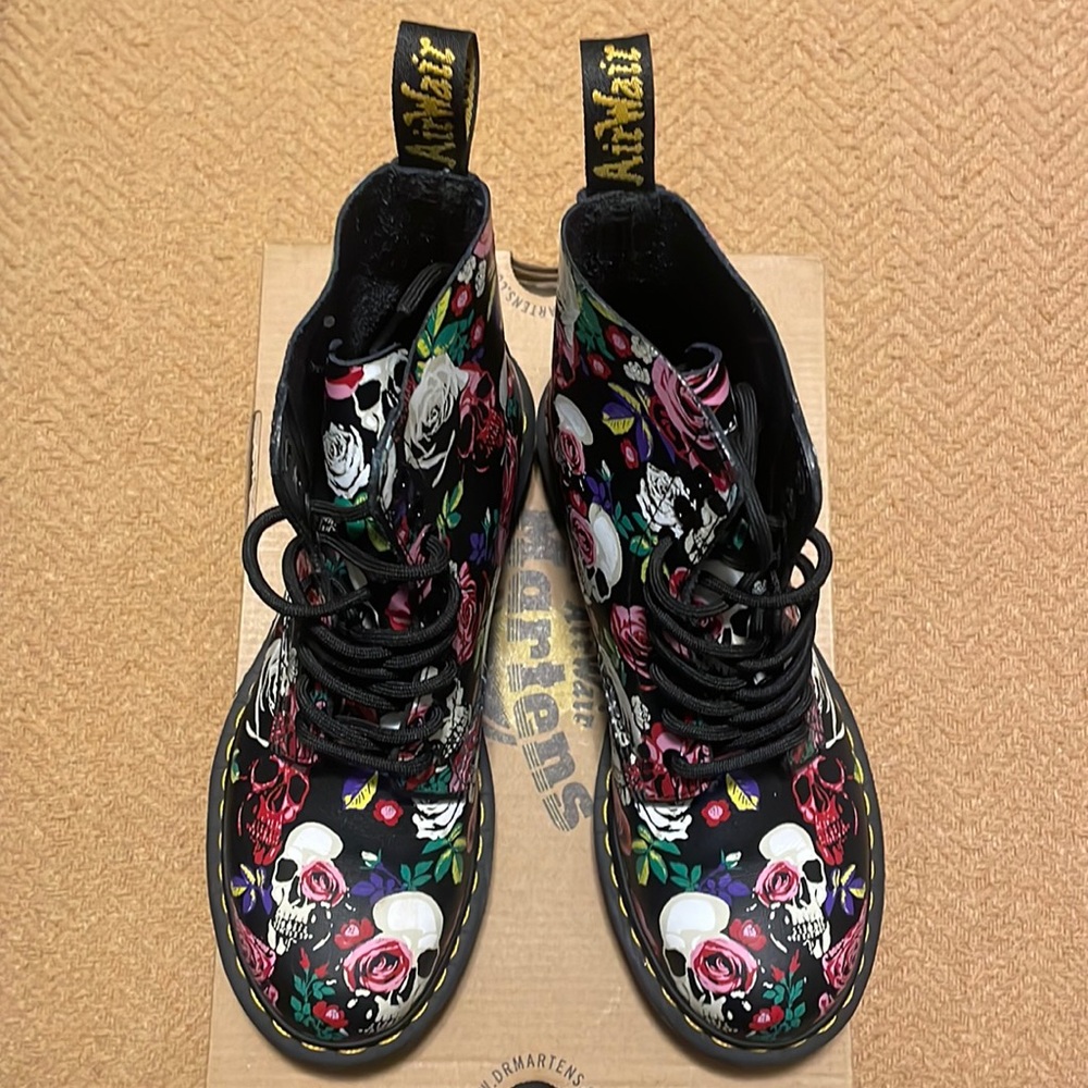 Dr Martens skull and rose boots